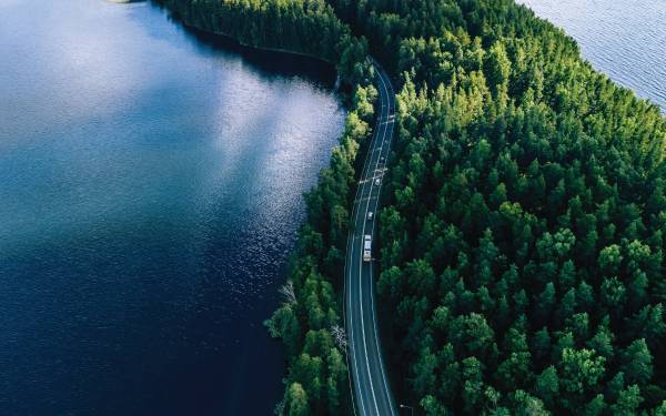 image de route a travers la foret