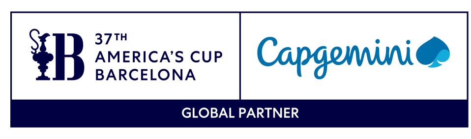 The logos of the 37th America’s Cup and Capgemini, Global Partner of the event