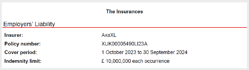 Employer/Public Liability Insurance