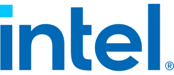 Het logo van Intel, weergegeven in een moderne en gestileerde vorm.