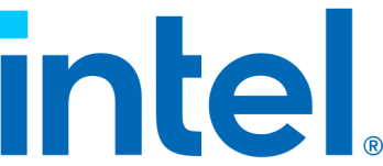 Het logo van Intel, weergegeven in een moderne en gestileerde vorm.