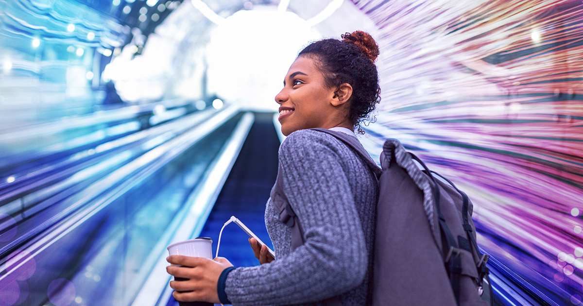 Lady with flashes of light