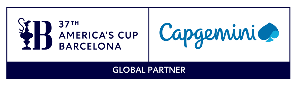 The logos of the 37th America’s Cup and Capgemini, Global Partner of the event